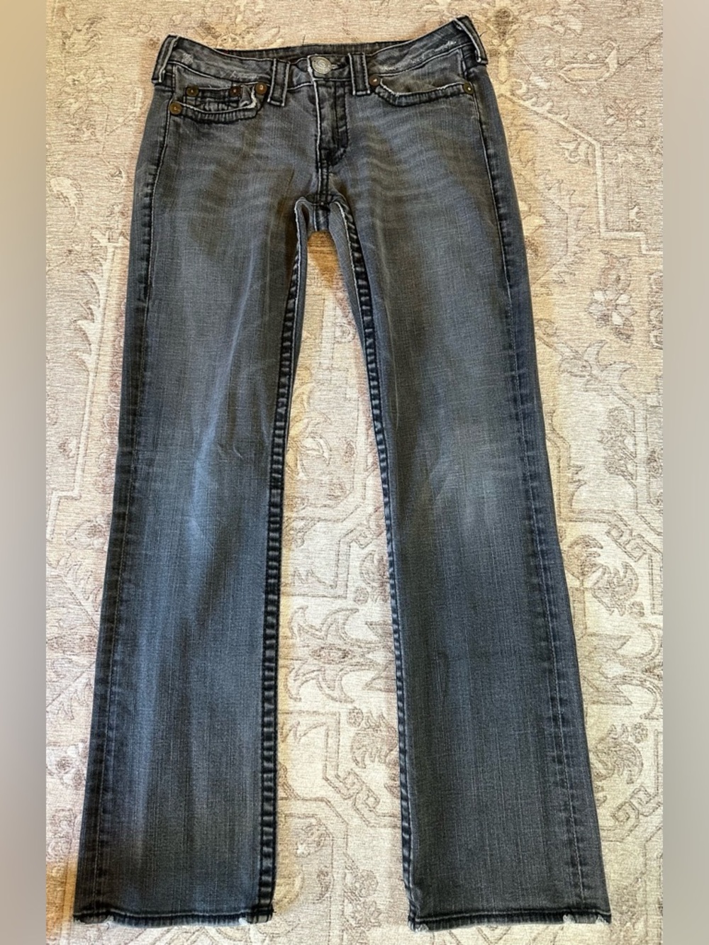 True Religion Low Rise Faded Black Jean
